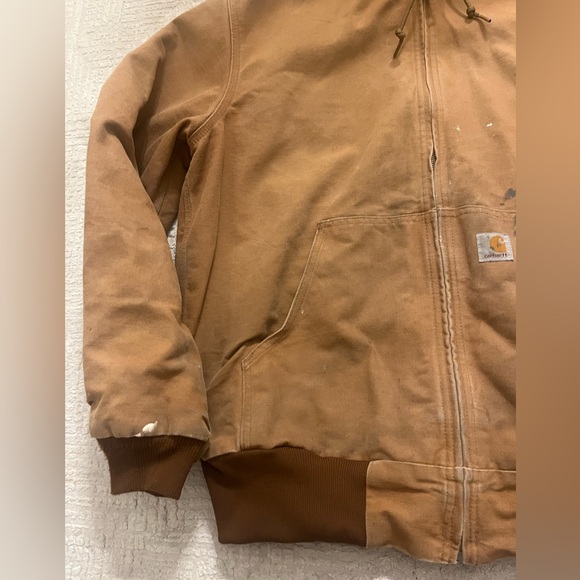 Carhartt Made in USA Distressed Jacket Cotton Duck Hooded Jacket J131BRN - Picture 3 of 10